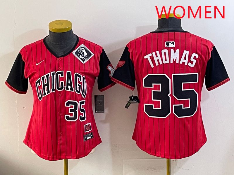 Women 2025 Chicago White Sox #35 Thomas Red Joint Name Nike MLB Jersey style 6->women mlb jersey->Women Jersey